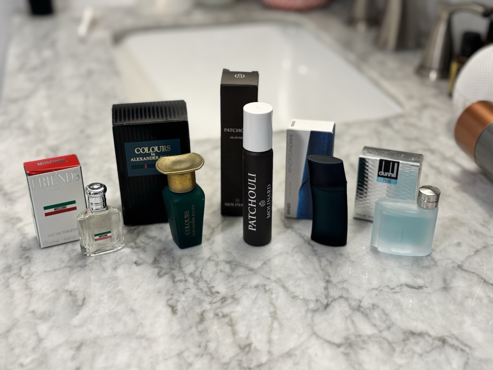 Men's Designer Fragrance Mini's – Kenzo, Dunhill, Molinard, Moschino & Colours