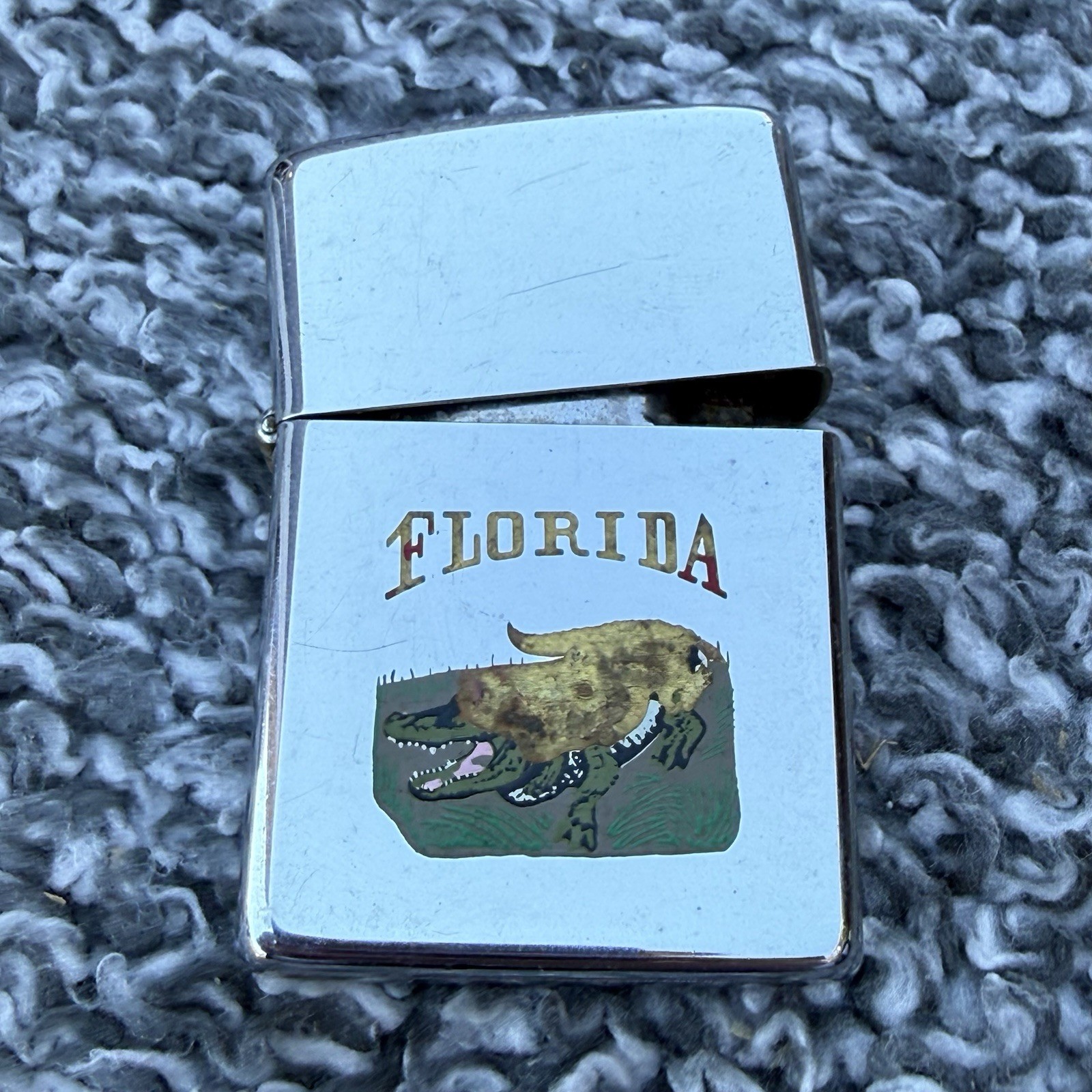 VINTAGE 1993 FLORIDA ALLIGATOR ZIPPO LIGHTER USED CONDITION 