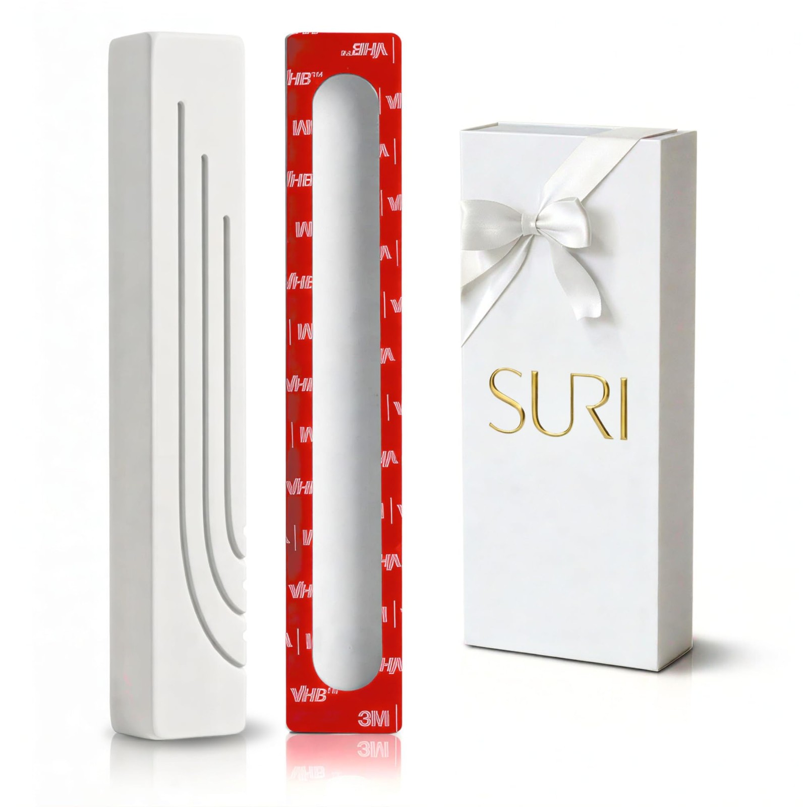 SURI 1261ng Mezuzah with Scroll 6 Inch White Modern Concrete Fits 5 Inch