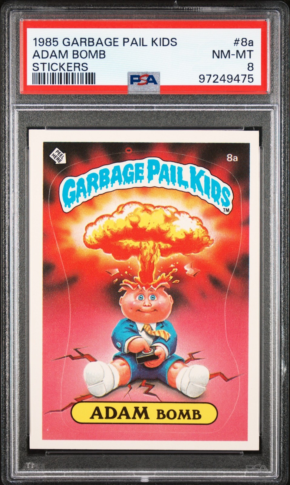 1985 Topps OS1 Garbage Pail Kids Series 1 Adam Bomb 8a Matte Card PSA 8 NM-M