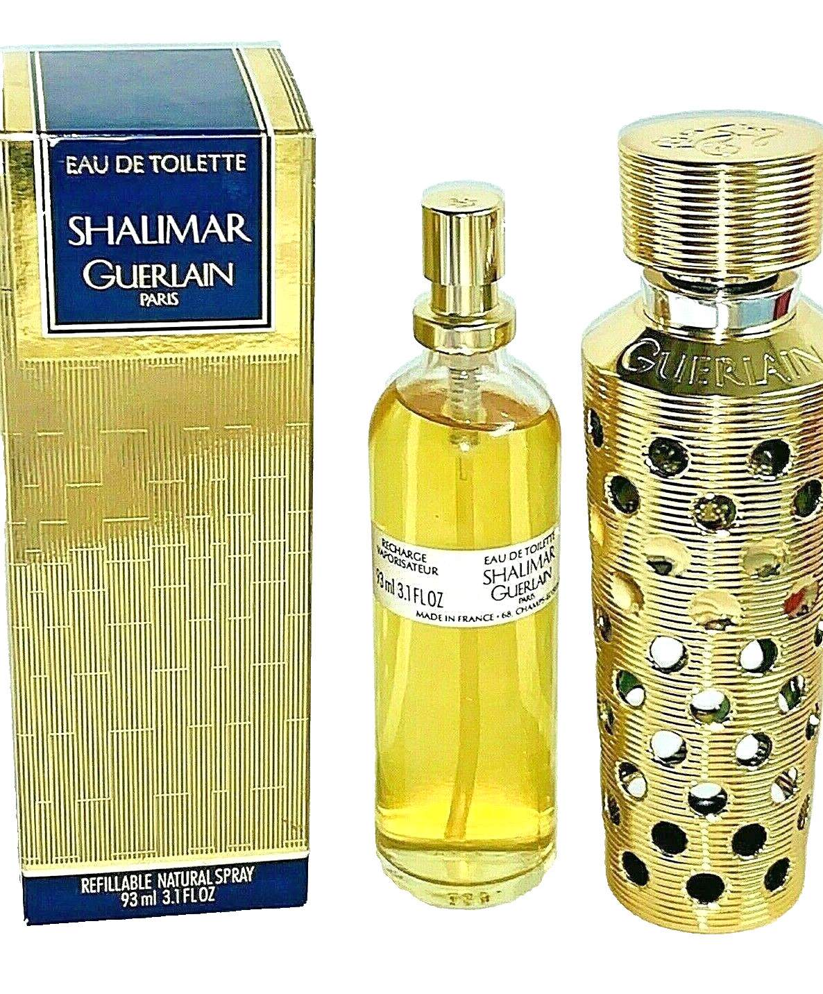 Shalimar Guerlain Refillable Gold Case + EDT 3.1 oz New in Box Original Vintage