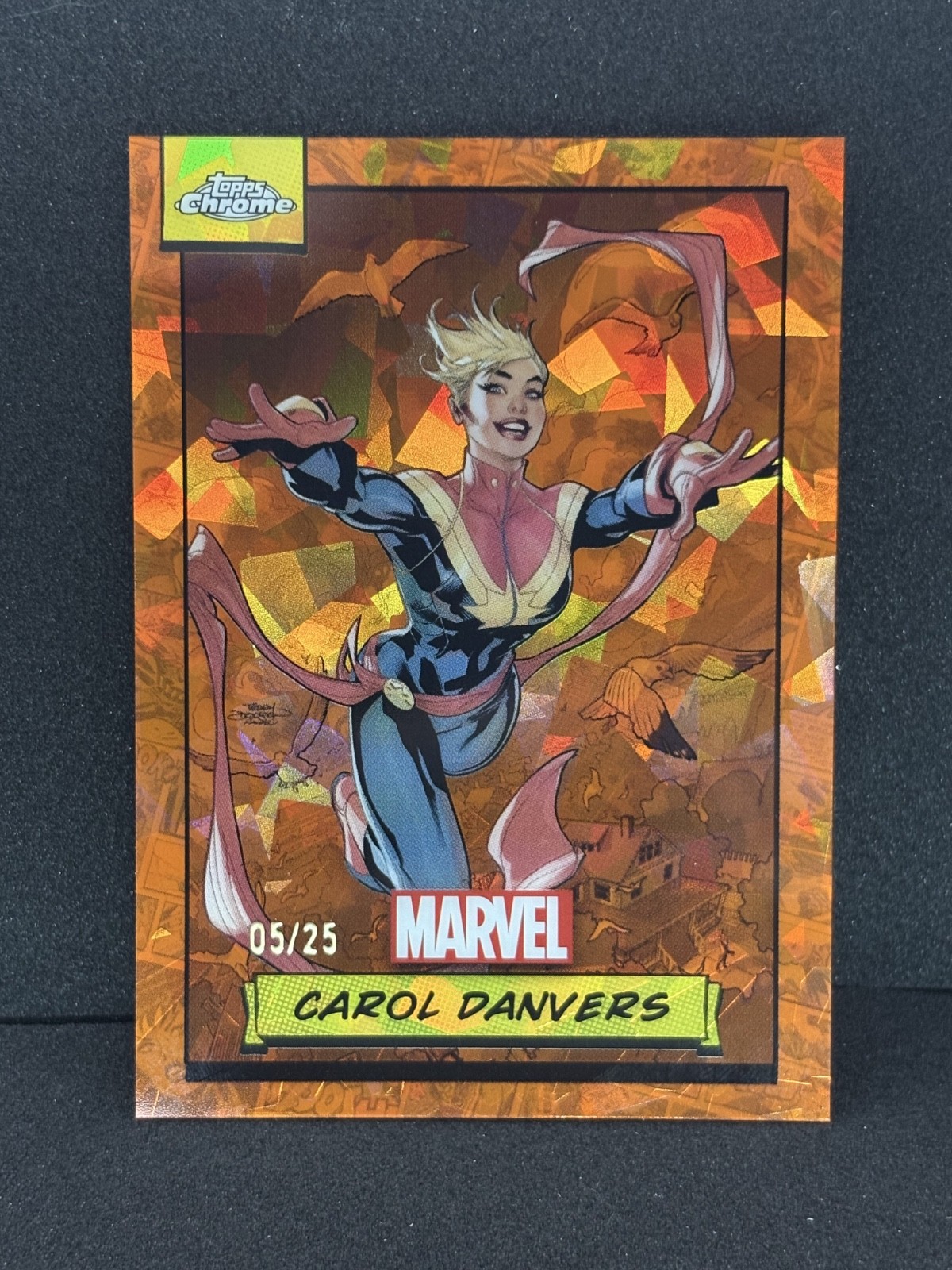 2024 Topps Chrome Marvel Sapphire #76 Carol Danvers Orange Refractor 05/25