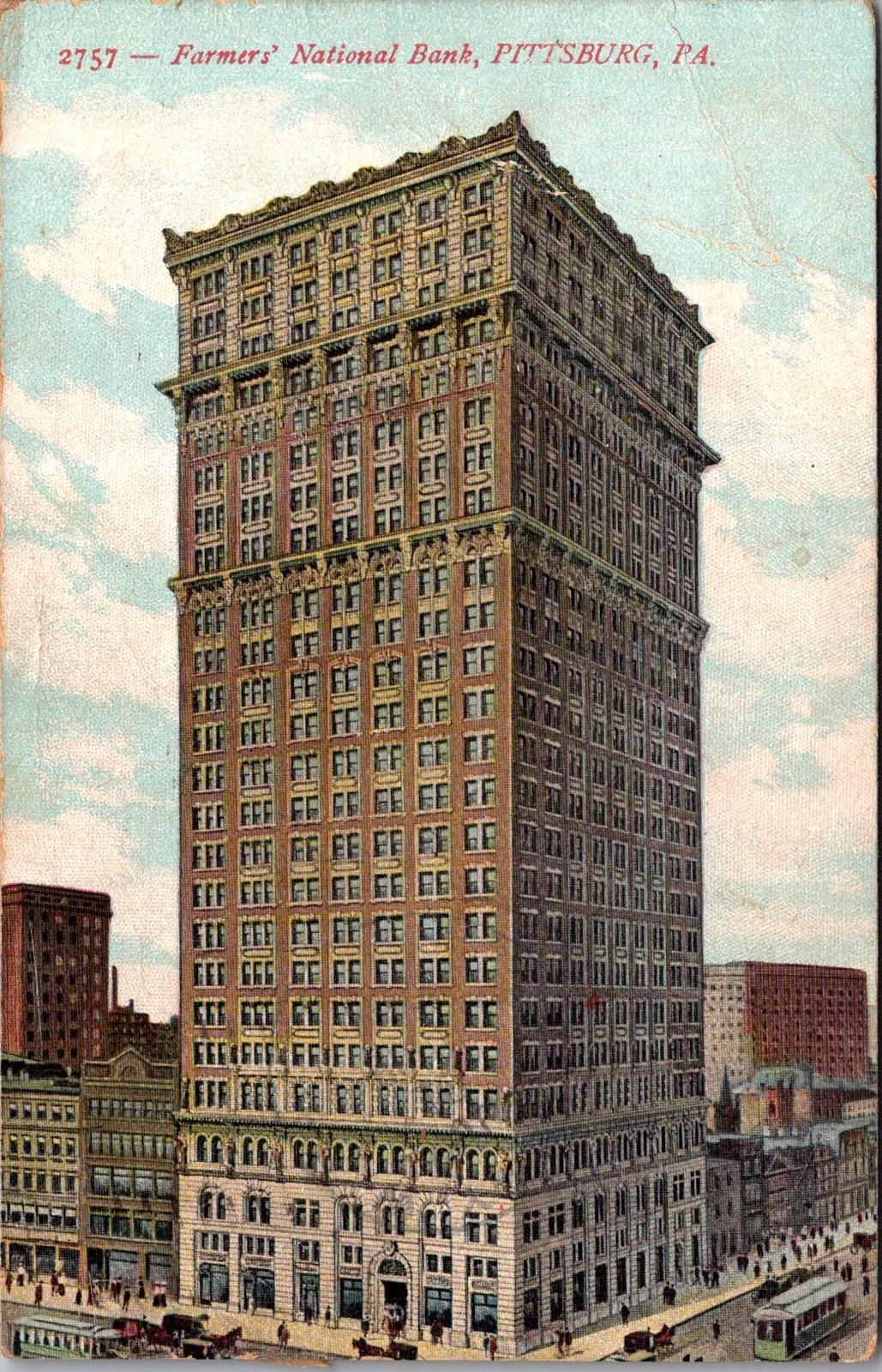 Farmers National Bank Pittsburg PA 1909 Vintage Postcard 5P19-24
