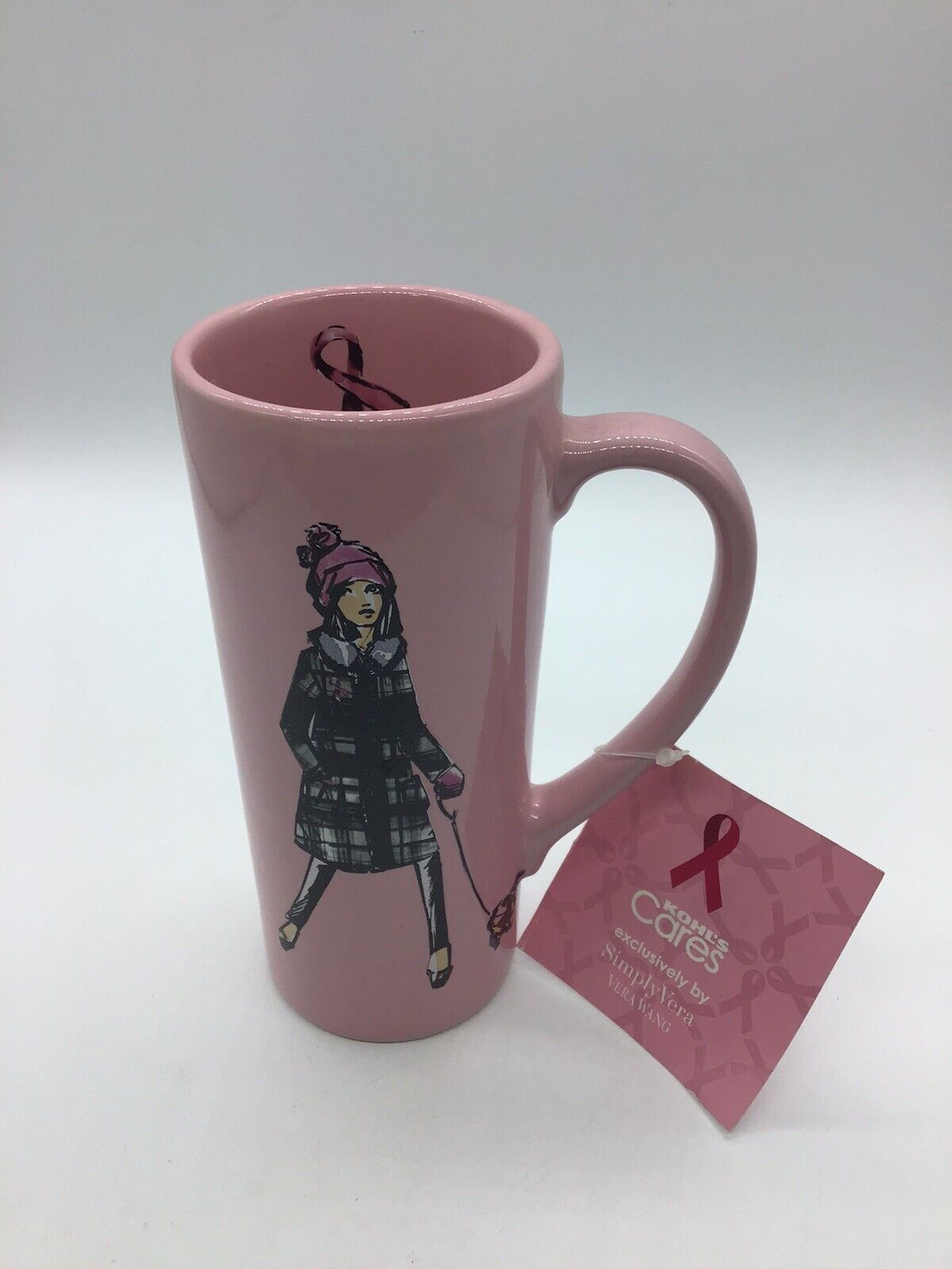Simply Vera Wang Ceramic Coffee Mug Pink Ribbon Breast Cancer Awareness