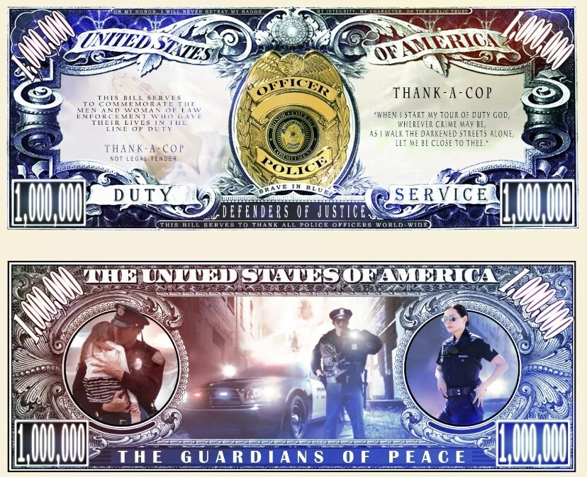 40 Pack Support Law Enforcement Police Officers 1 Million Dollars Service Money