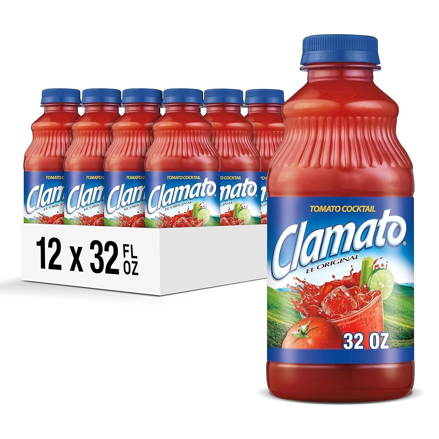 Clamato Original Tomato Cocktail, 32 fl oz bottle (Pack of 12)