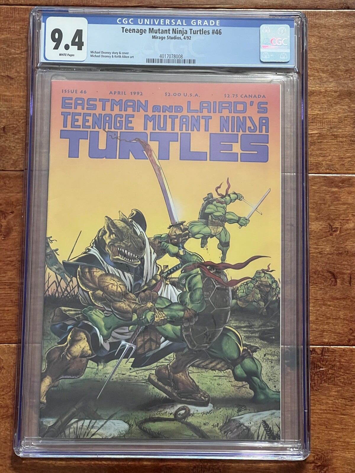 TEENAGE MUTANT NINJA TURTLES #46 CGC 9.4 MIRAGE STUDIOS 1992 Eastman Laird HTF