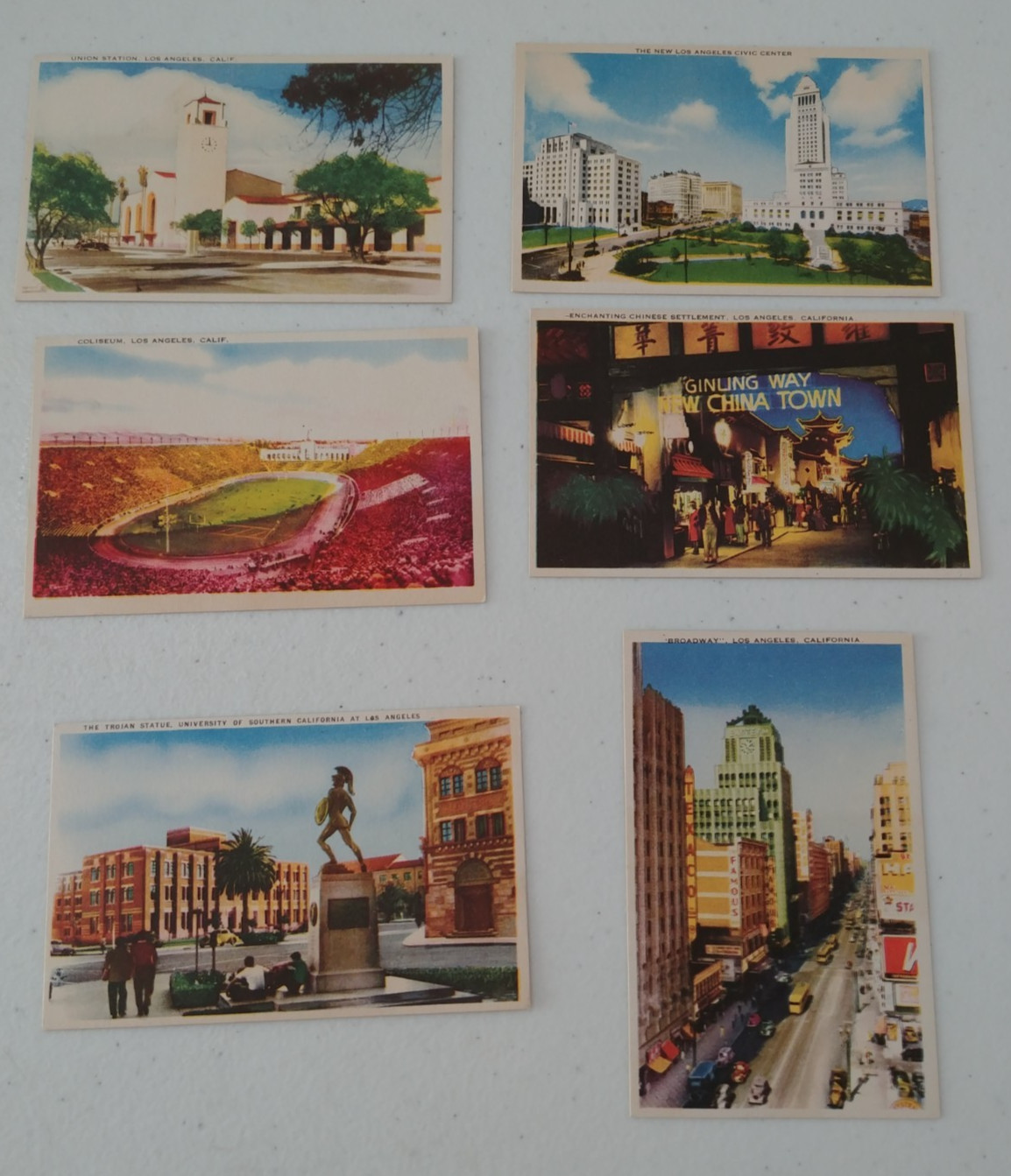 Vintage Lot of 6 Mini Souvenir Printed Image Cards Los Angeles 5.5 cm x 8.5 cm