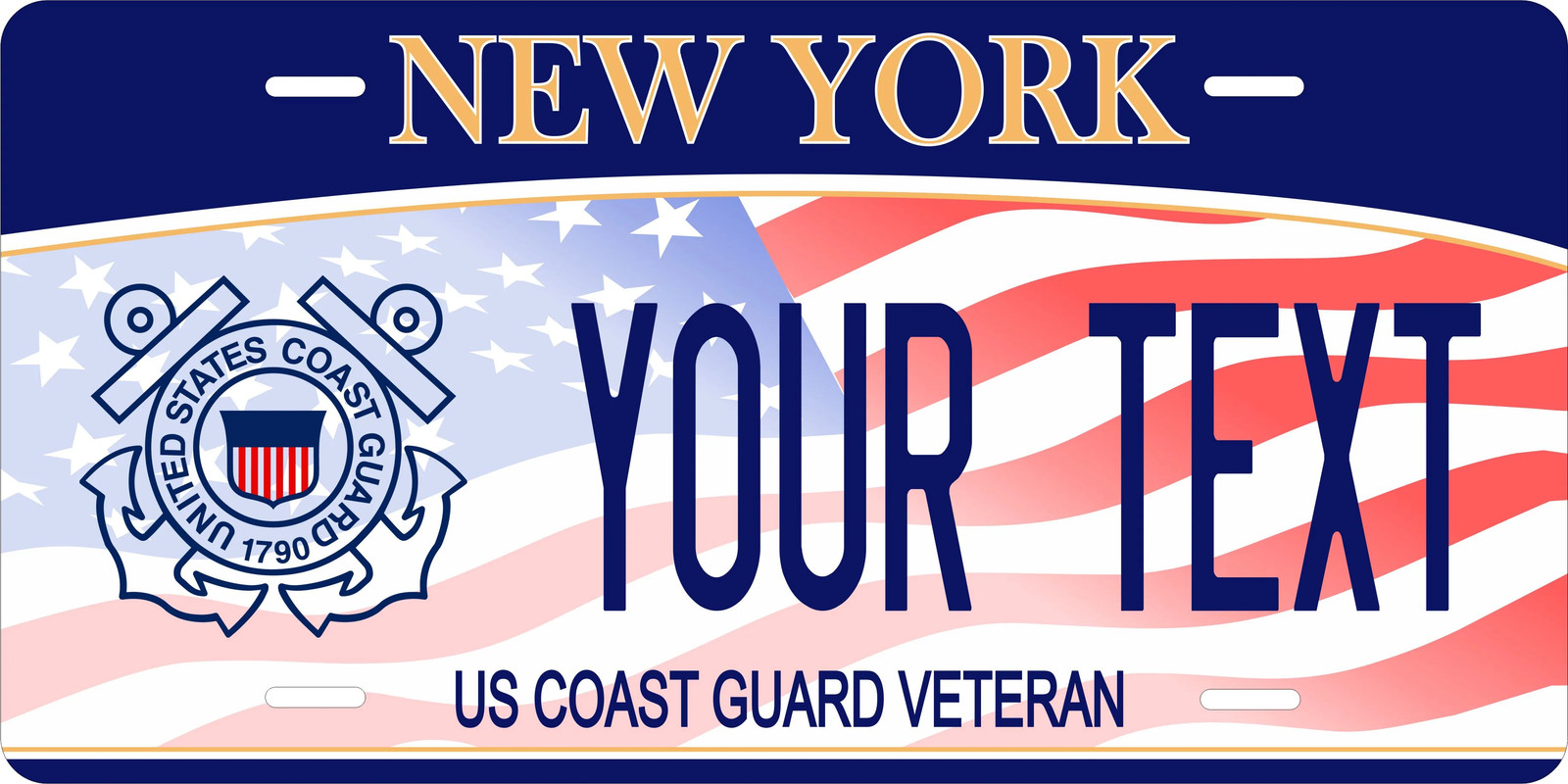 New York Coast Guard Veteran Military Custom Novelty License Plate