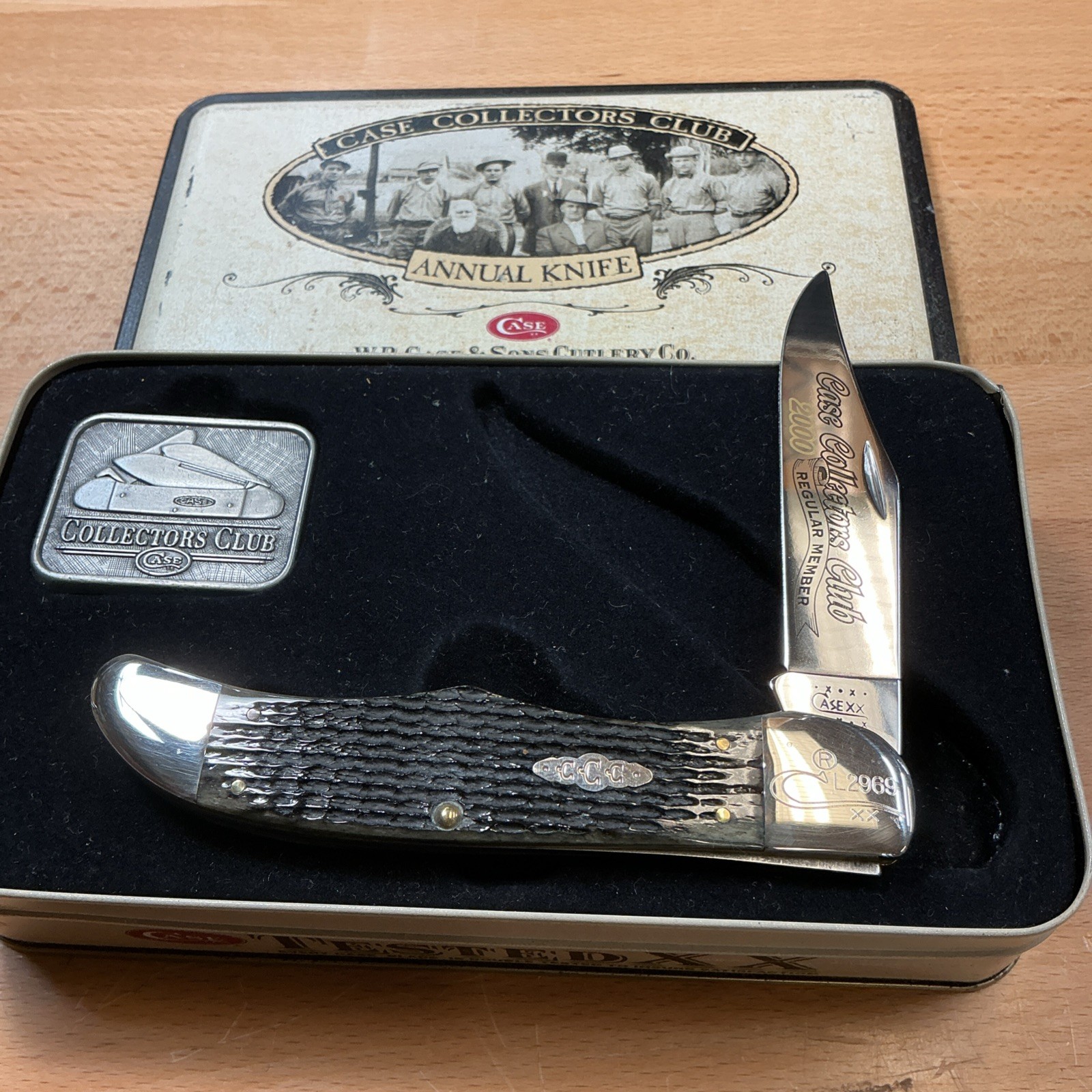 Case XX USA Collectors Club 2000 6165 SS Moss Green Bone TruSharp Folding Hunter