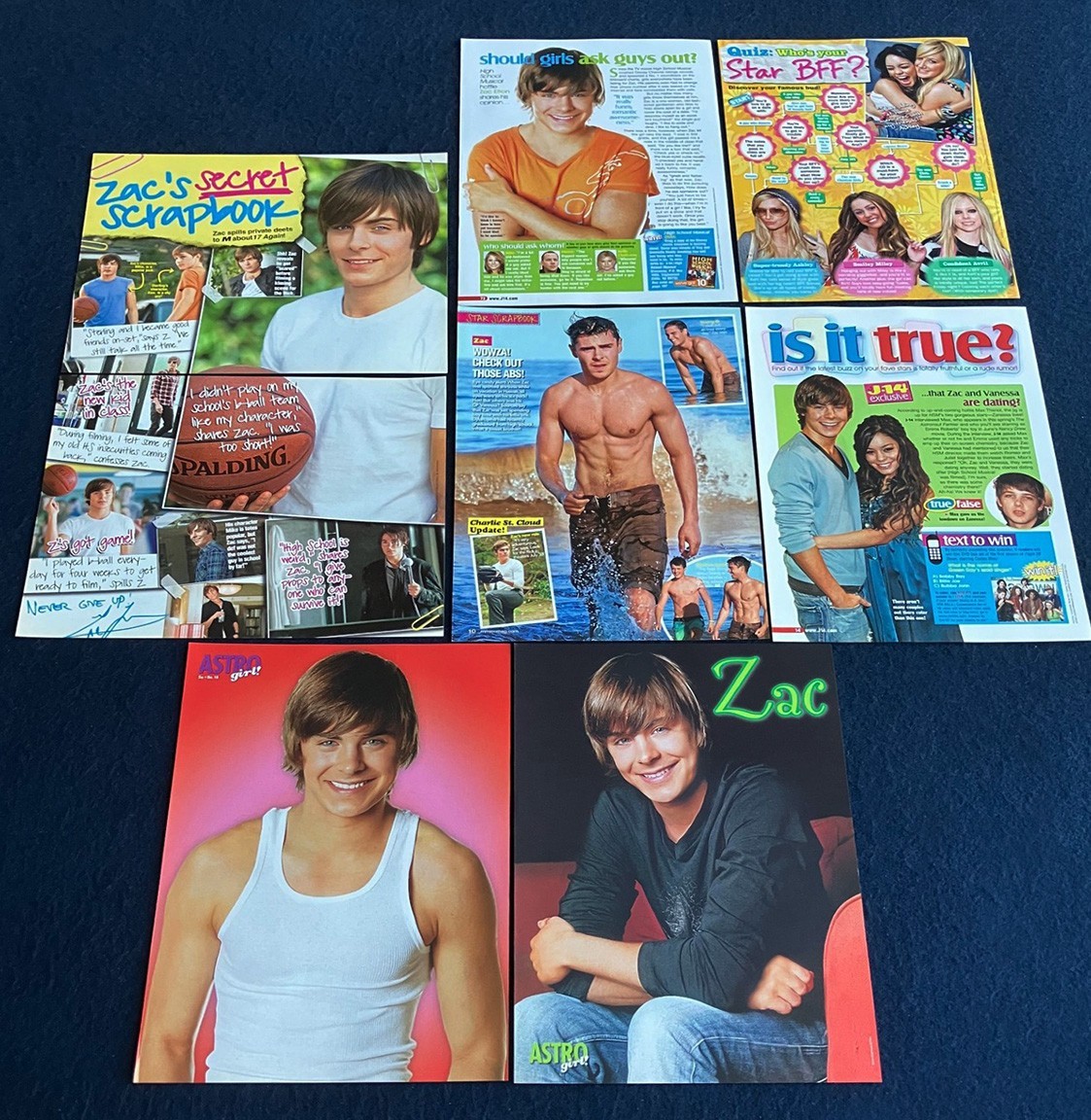 Zac Efron HSM 16 Full page clippings - Magazine Pinups Articles Lot B786
