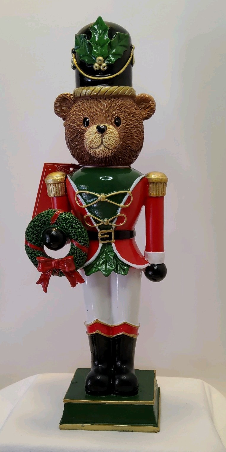 Martha Stewart Teddy Bear Toy Soldier 14 inch NEW Resin Wreath DISCOUNTED 