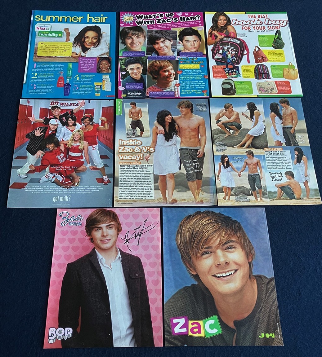 Zac Efron HSM 16 Full page clippings - Magazine Pinups Articles Lot B791