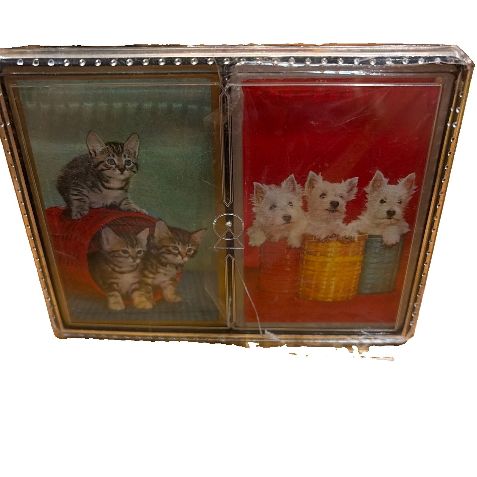 VTG NOS NEW 2 decks AGC Playing Cards Kittens Cats Dogs Puppies Sealed HK Case