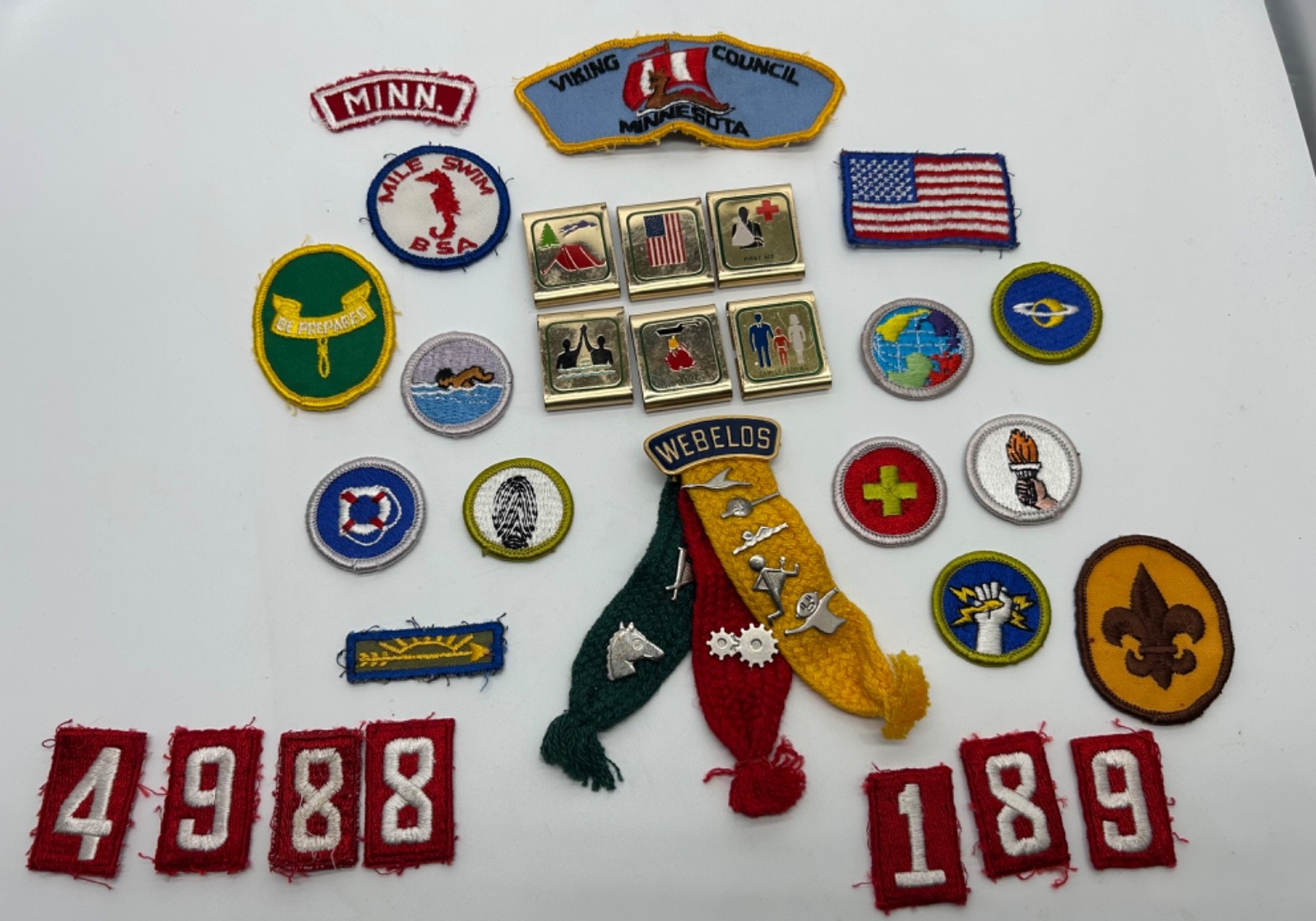 Vintage 70s Lot of BOY SCOUT Pins, Patches & Belt Slide Awards