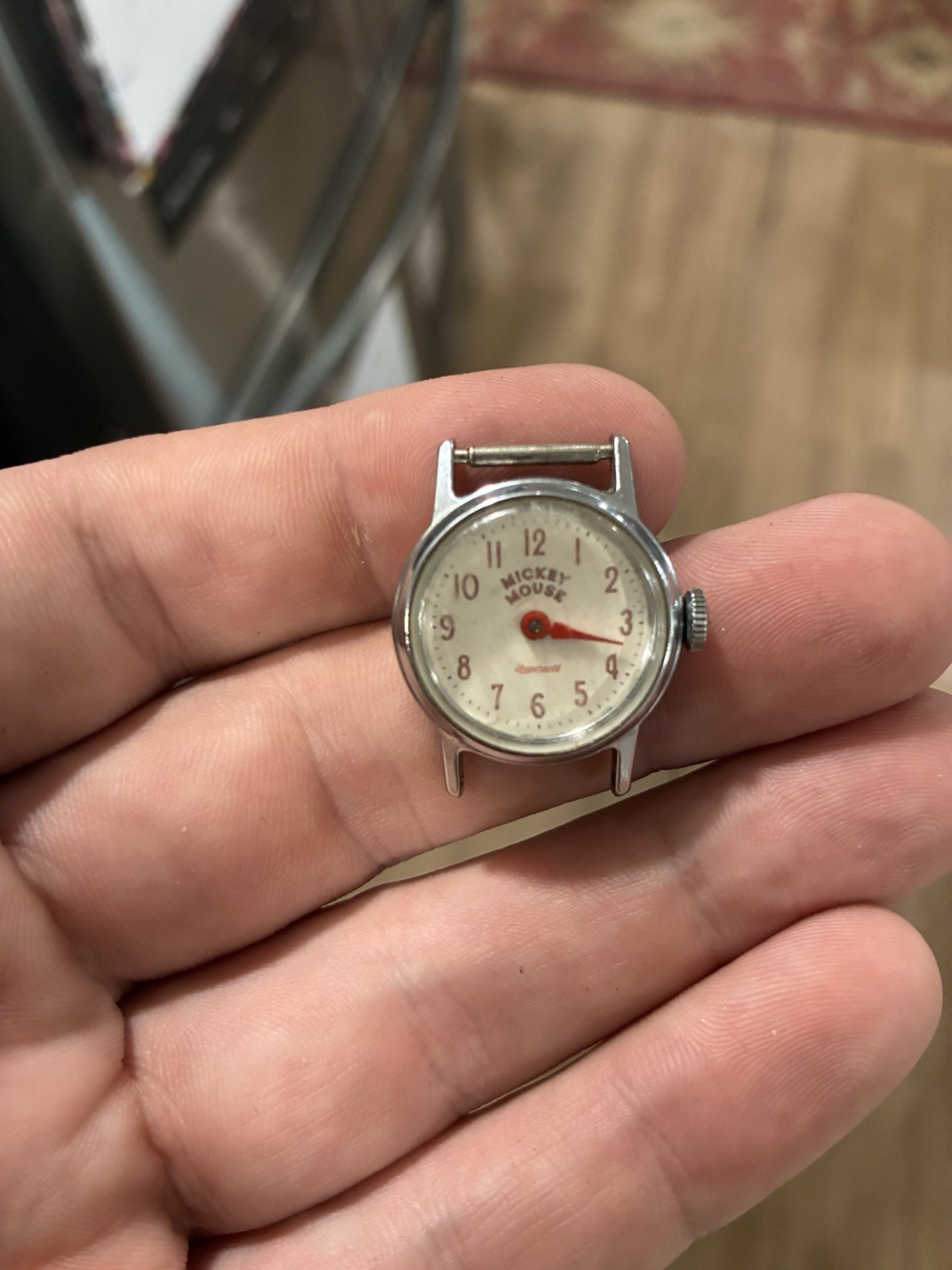 Vintage 1950s Ingersoll US Time Mickey Mouse Manual Wind Watch Red Numerals