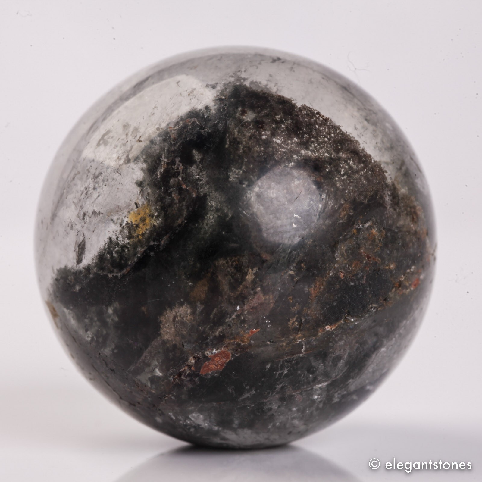 52g33mm Natural Garden/Phantom/Ghost/Lodolite Quartz Crystal Sphere Healing Ball