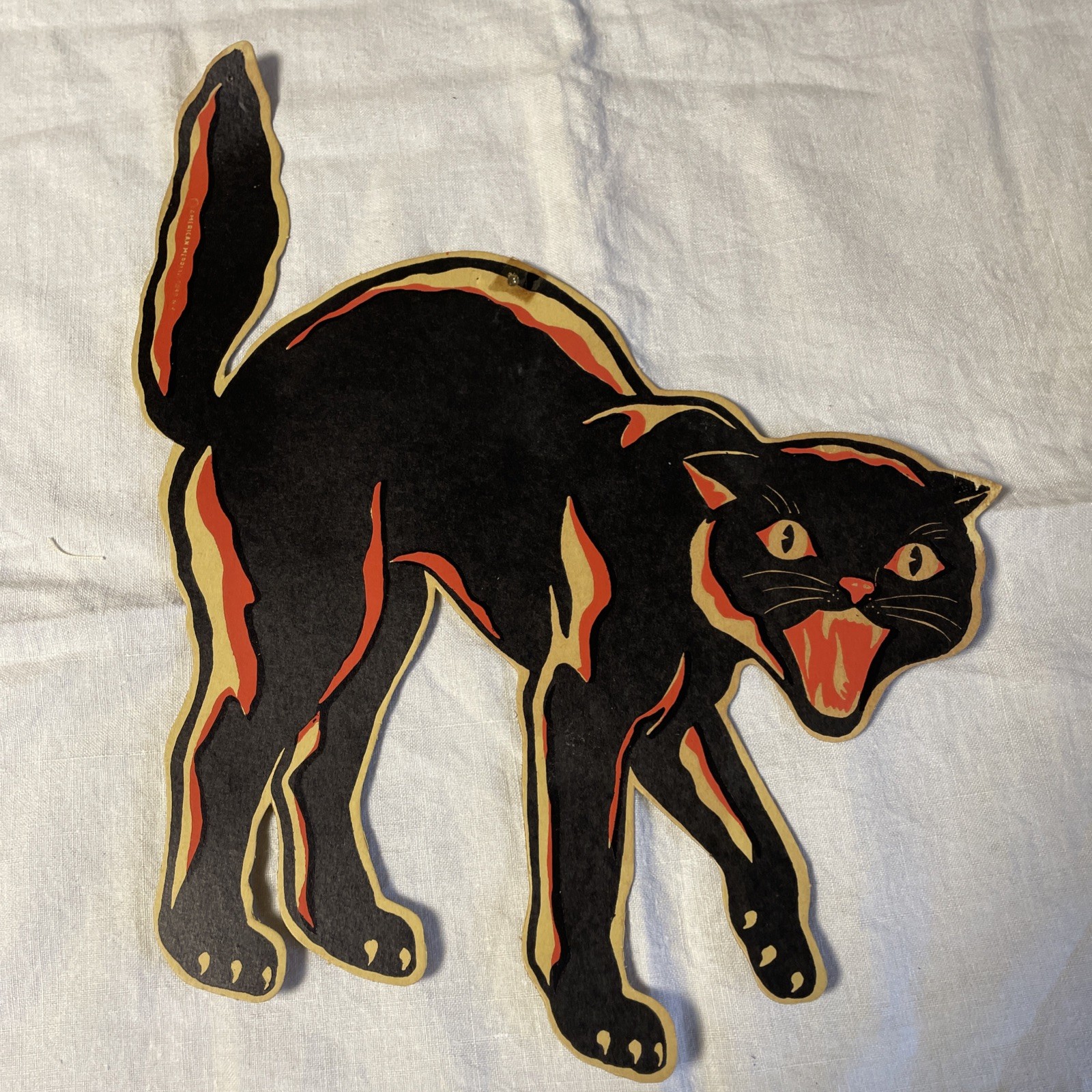 Vintage 1940's Halloween American Merri-Lei Black Cat Die Cut Decoration Vintage 1940's Halloween American Merri-Lei Black Cat Die Cut Decoration