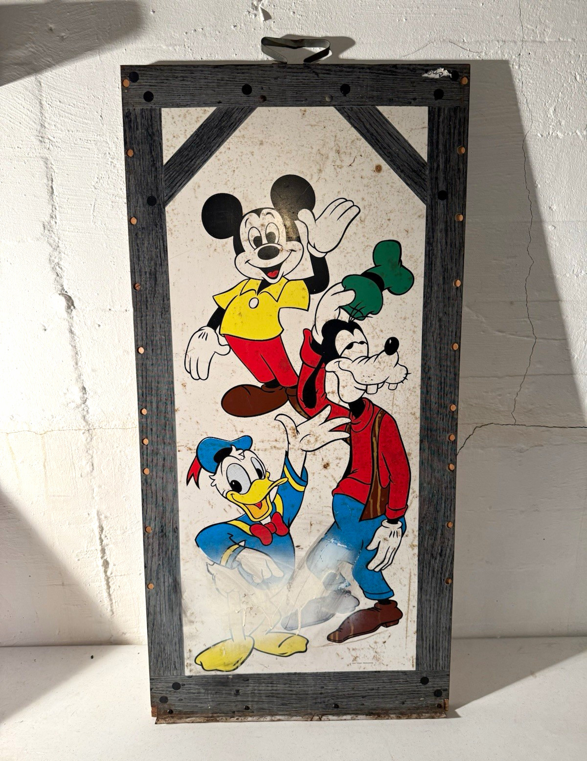 Vintage Self-Framed Tin Litho Disney Character Salvaged Display Panel