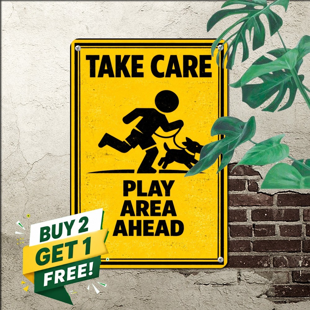 Caution Children At Play Metal Sign Durable Neighborhood Warning Tin Plaque