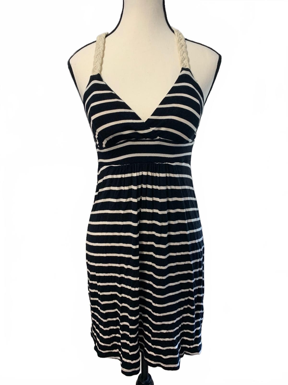 Pink Republic XS Black and White Striped Summer Dress with Rope Halter Neck