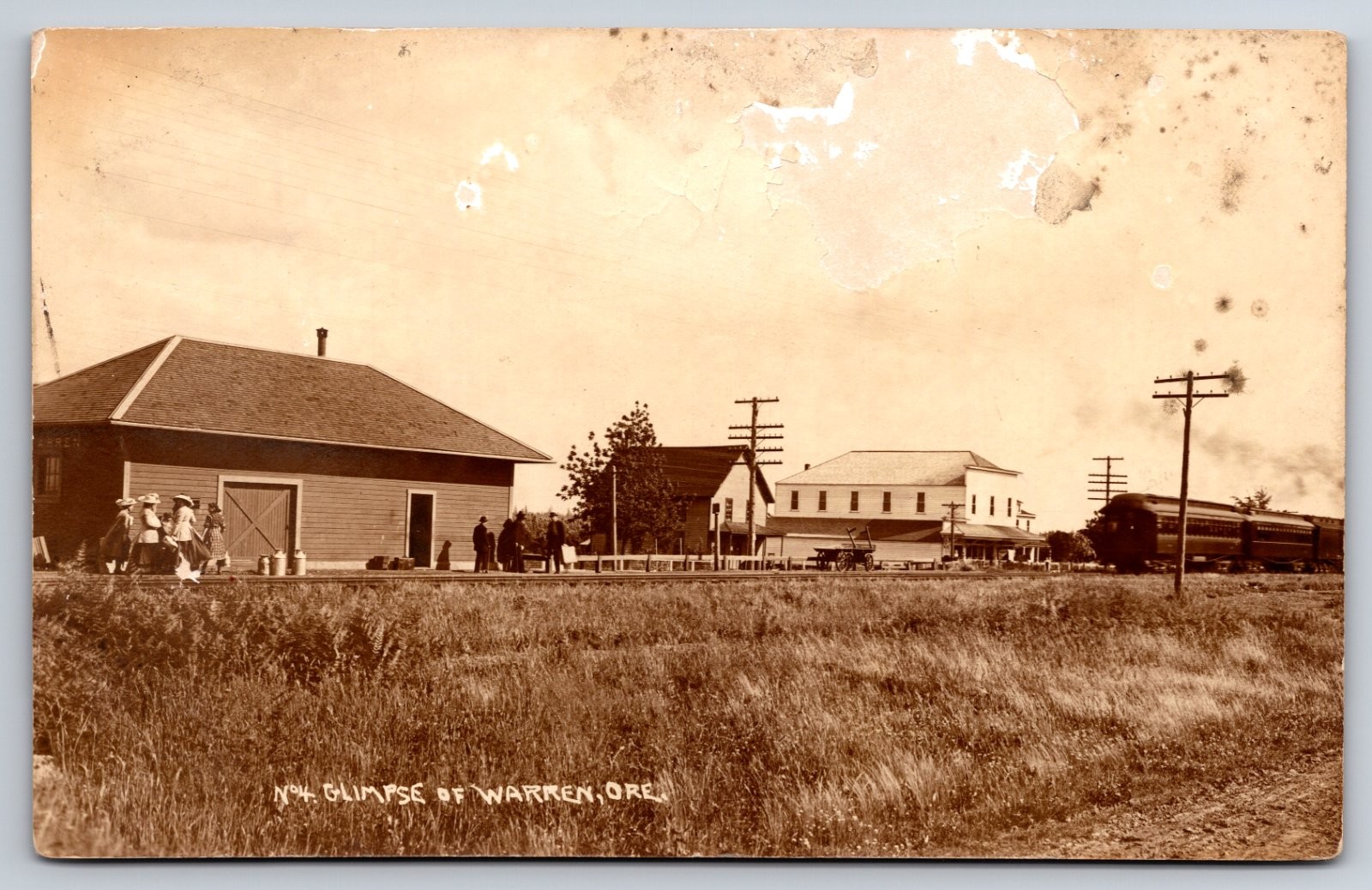 Warren Oregon Railroad Depot Train Station As-Is Real Photo RPPC