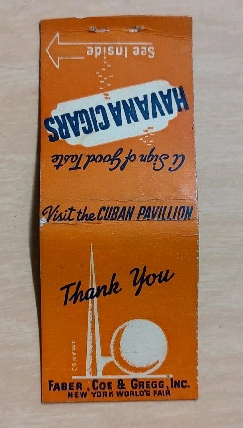 1939 Havana Cigars Faber Coe & Gregg Cuban Pavilion New York Worlds Fair NY NYC