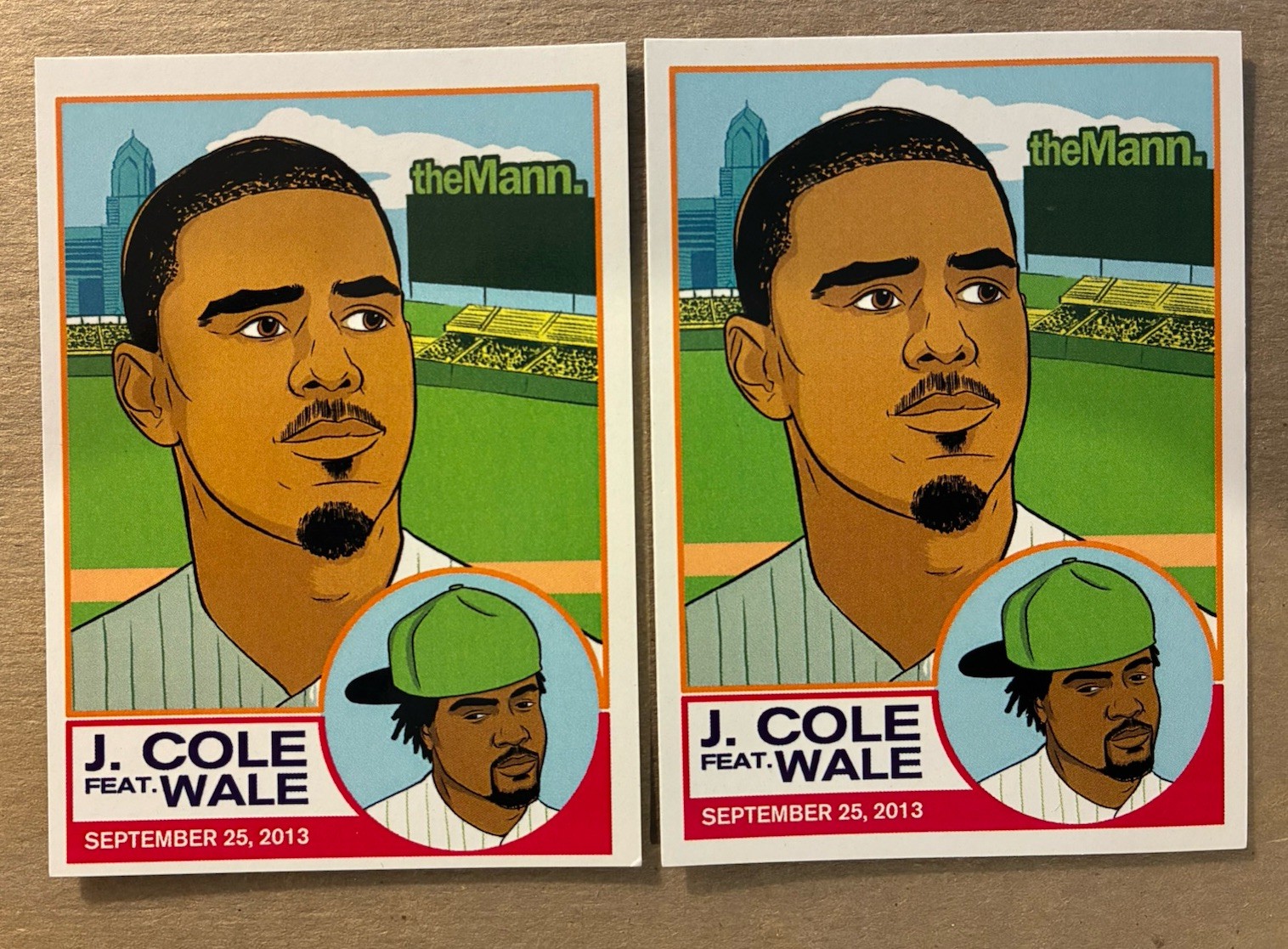 J COLE   CONCERT CARD  2013  2 cards