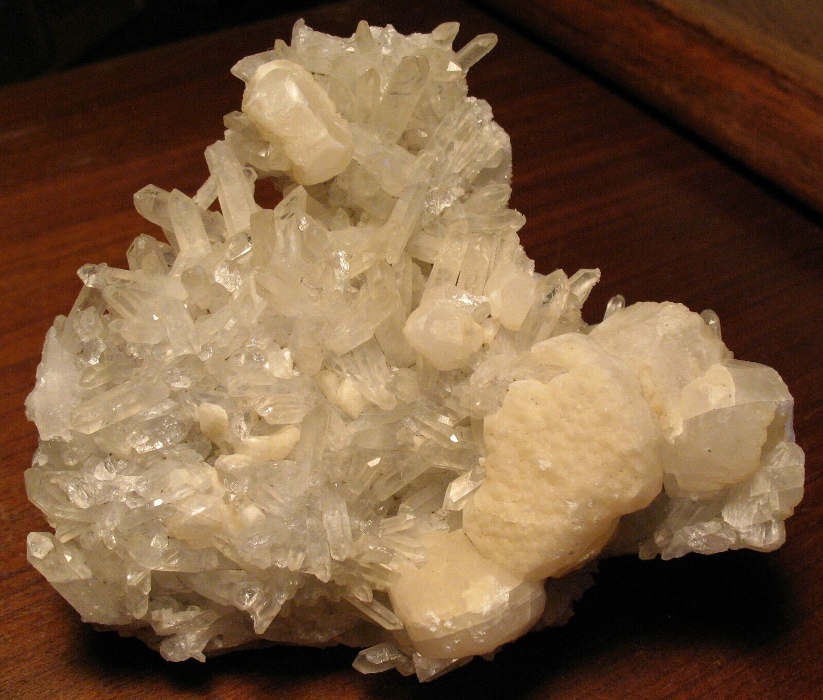 Superb Large Plate Gemmy Quartz Crystals with Calcite
