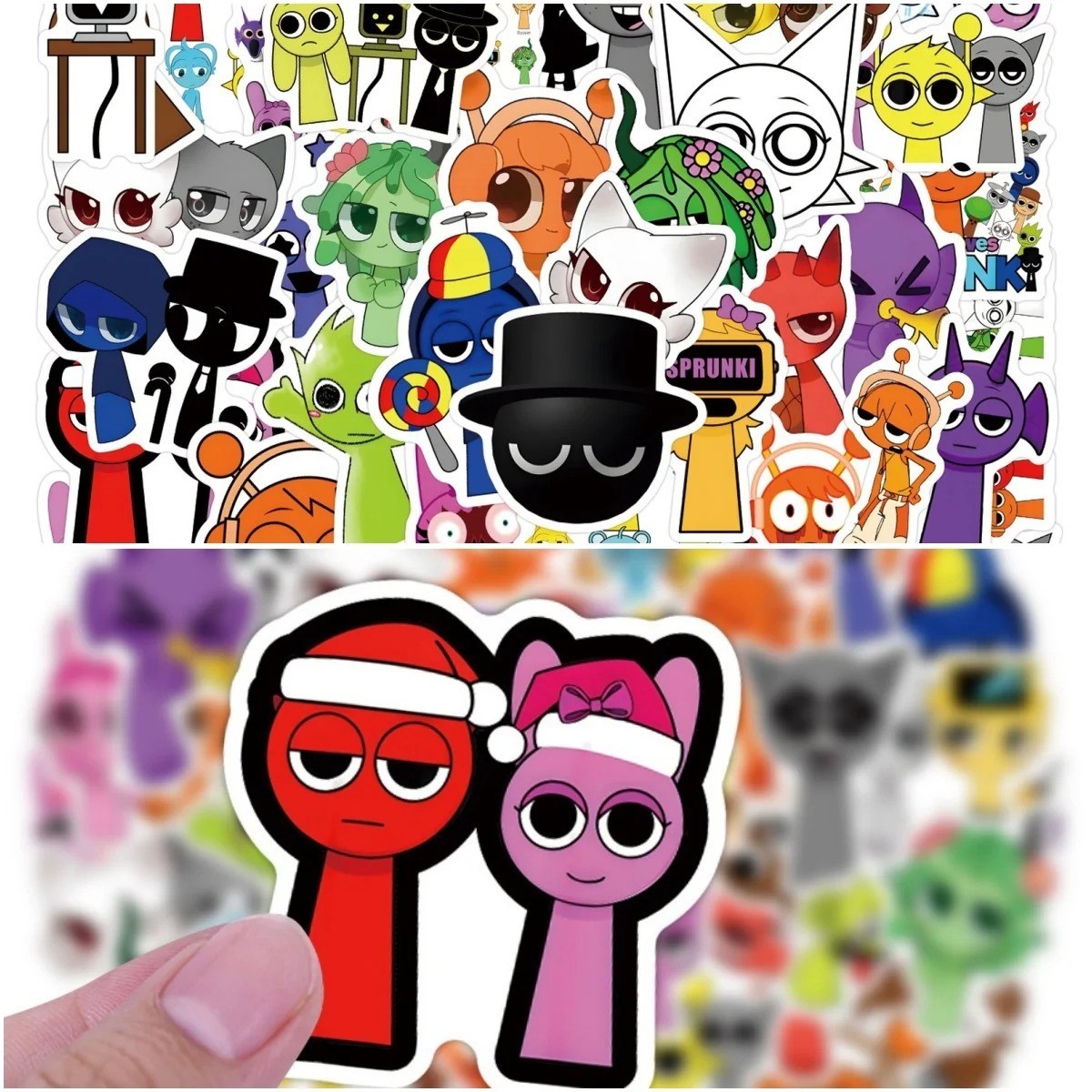 SPRUNKI Incredibox - 55 STICKERS No Duplicates - Random Sprunki Stickers Gift S