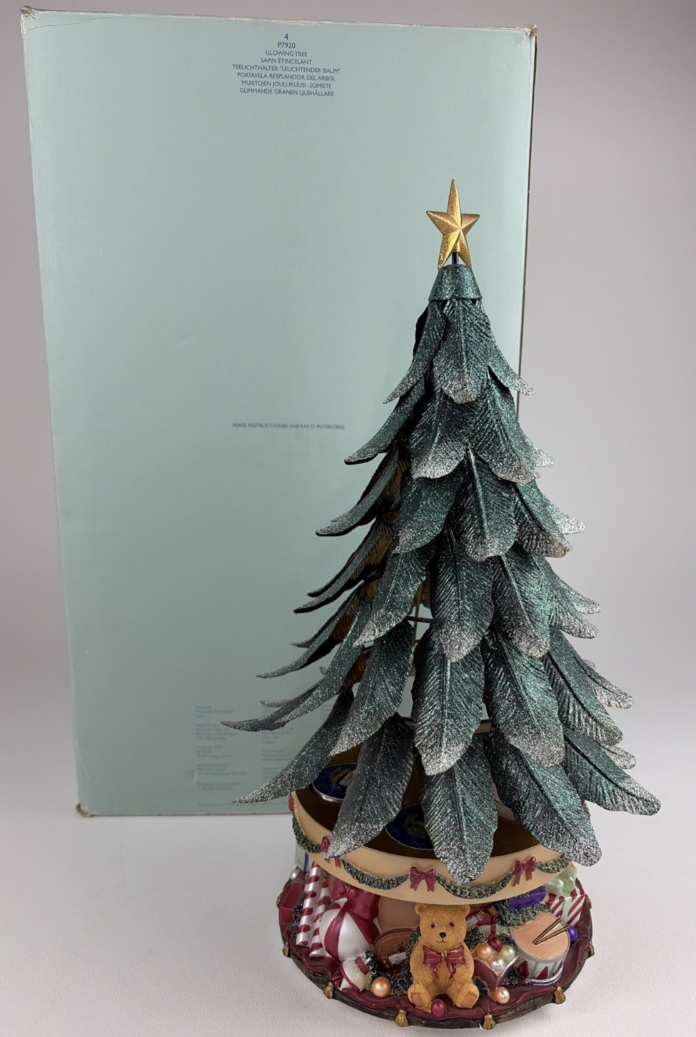 Partylite Glowing Christmas Tree Tealight Candle Holder & Music Box P7920 2003