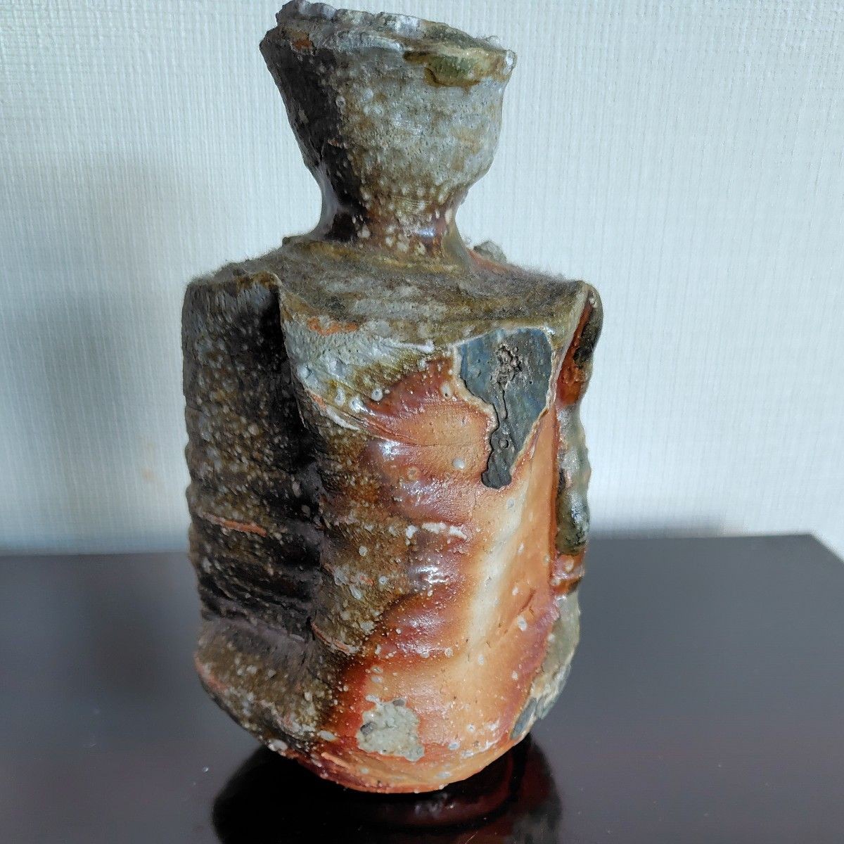 Shigaraki Ware Vase Single Flower Yakishime Unglazed Ceramic Japanese Pottery