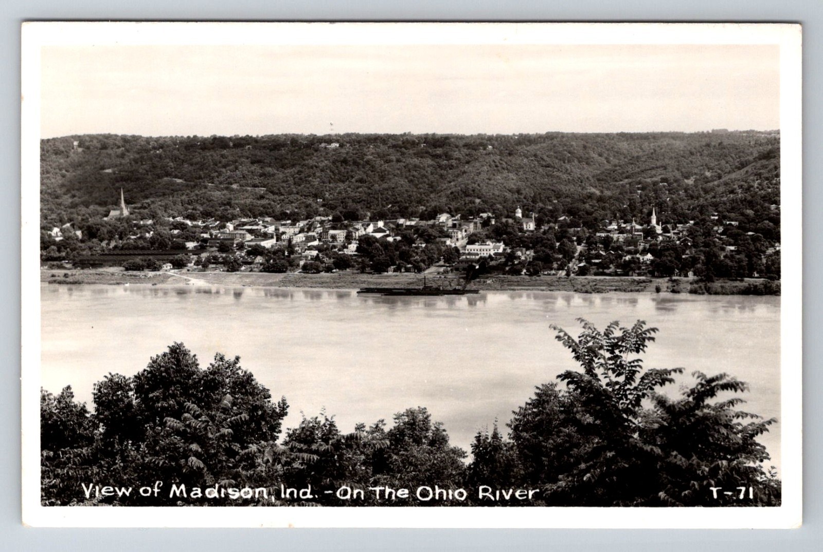 RPPC Postcard Indiana IN Madison Town View from Across the Ohio River c. 1930s