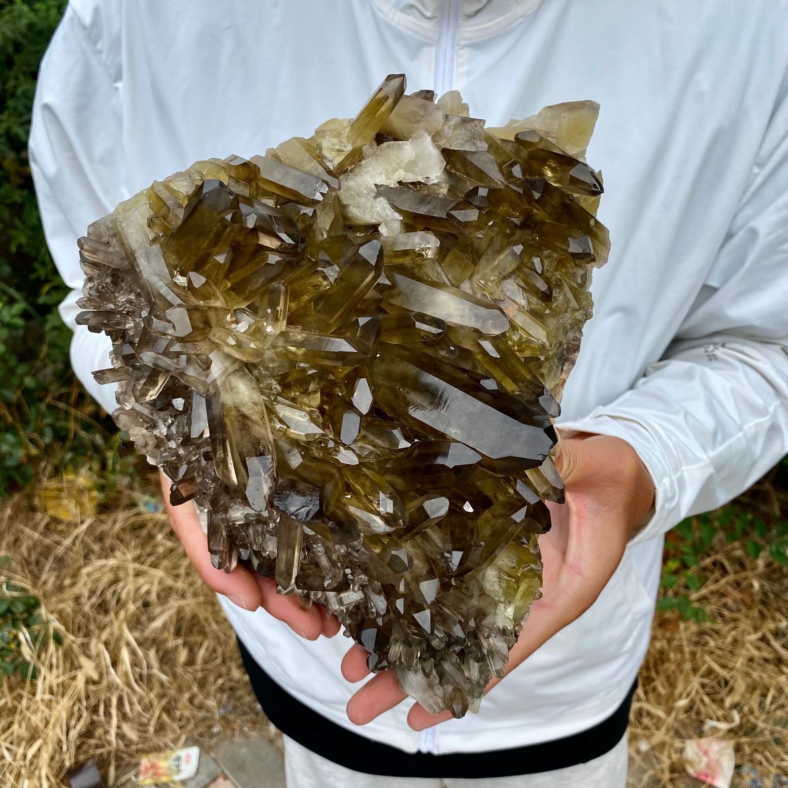 6.6LB  Natural Smoky Citrine Tower Point Healing Crystal Obelisk Wand Home Ornam