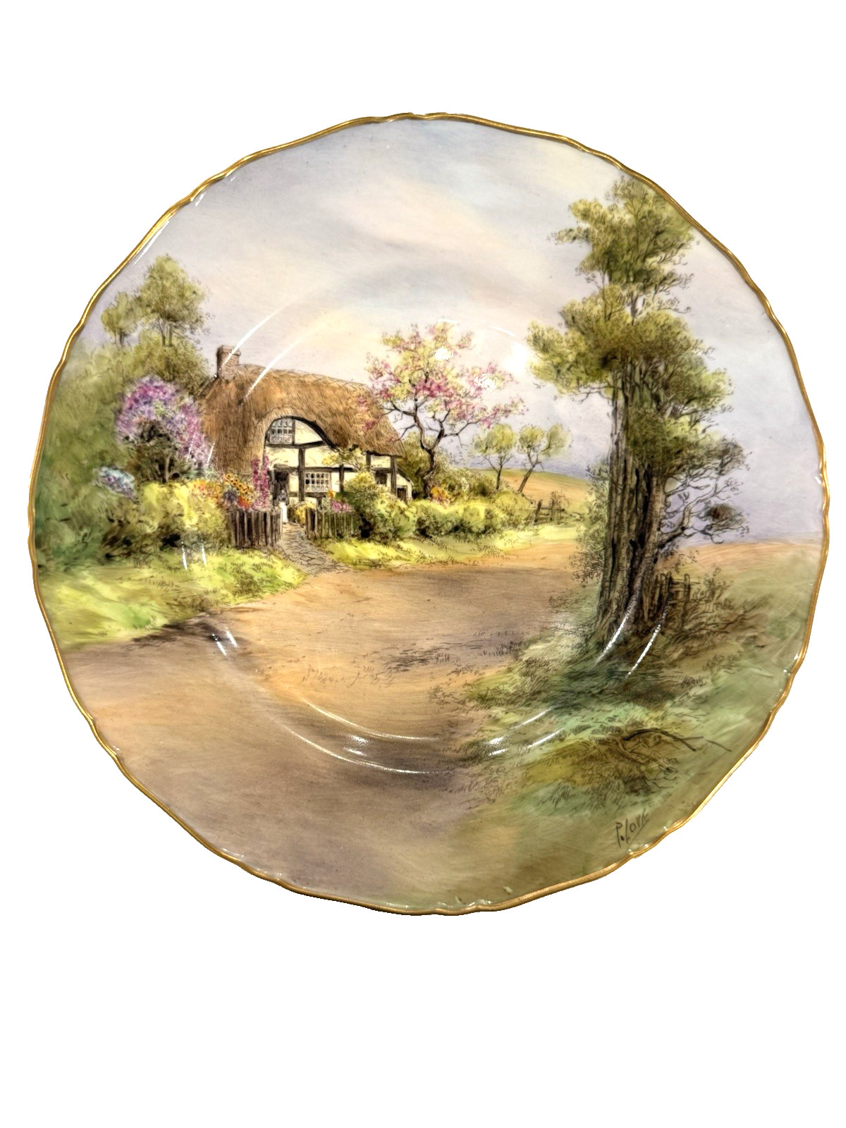 Pristine 1952 Royal Worcester Peter Love Signed Cabinet Plate Harvington 10.5\