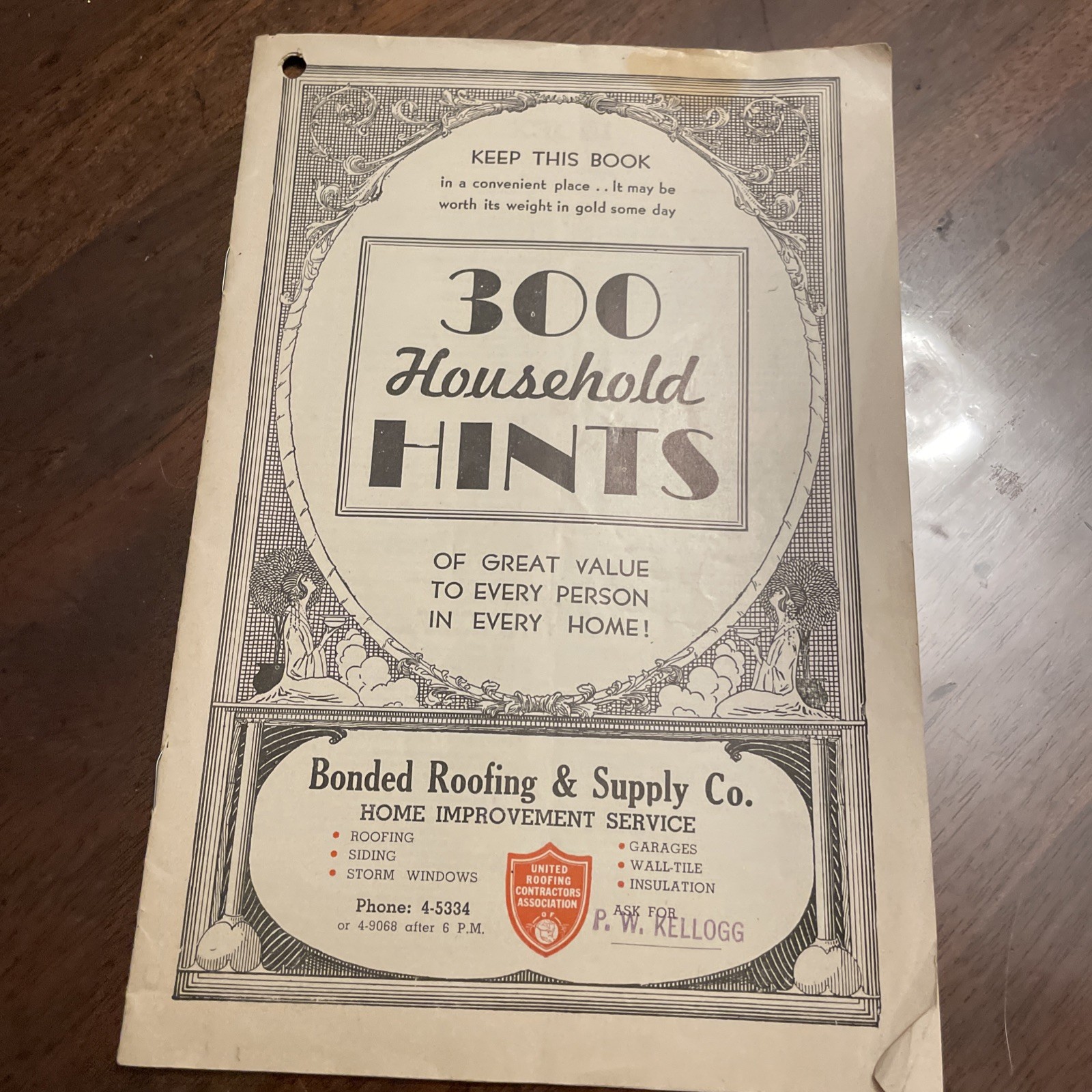 1930's 300 Household Hints Hacks 16 page booklet Roofing Advertising Kellogg