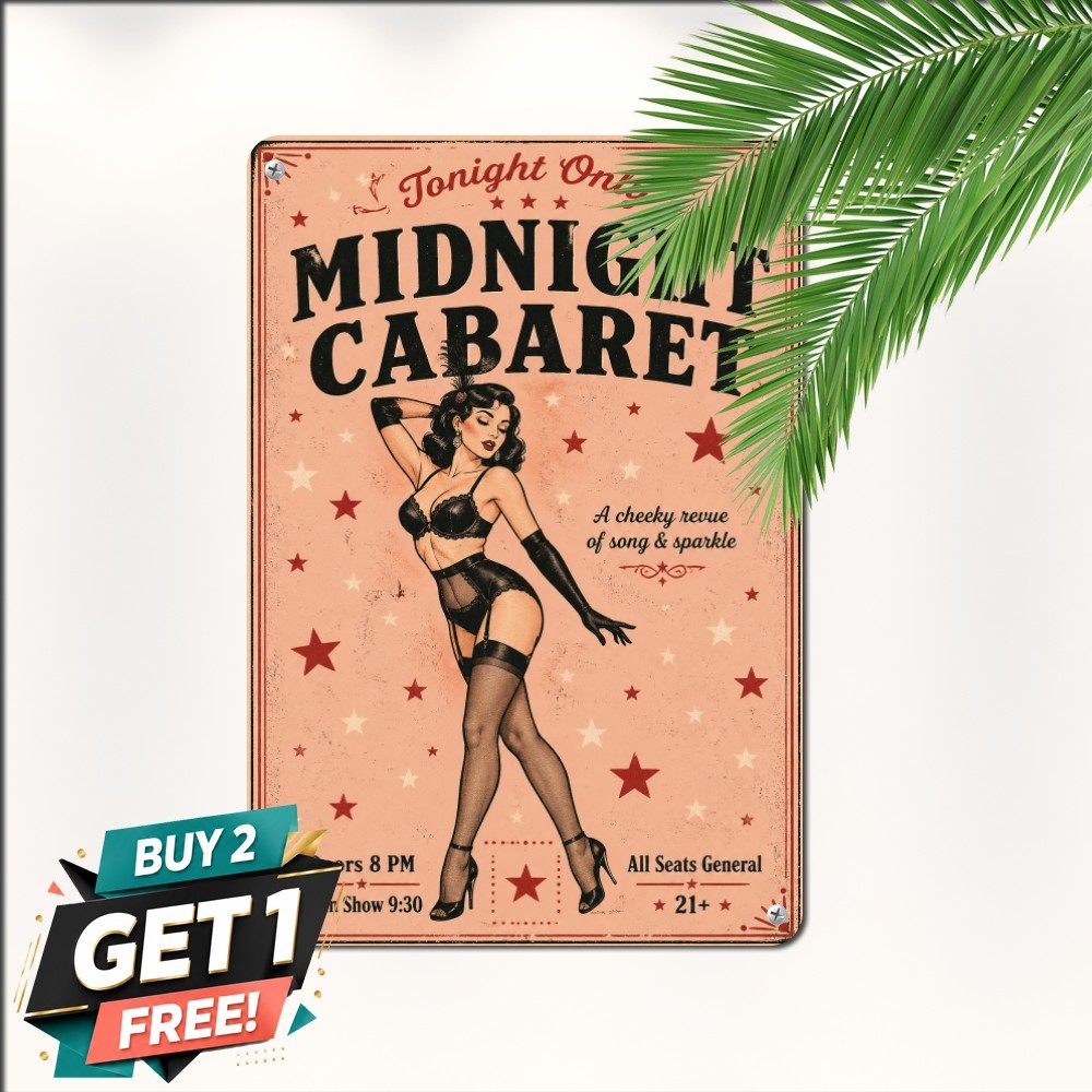 Vintage Art Burlesque Show Sign Retro Style Glamour Lounge Metal Tin Plaque