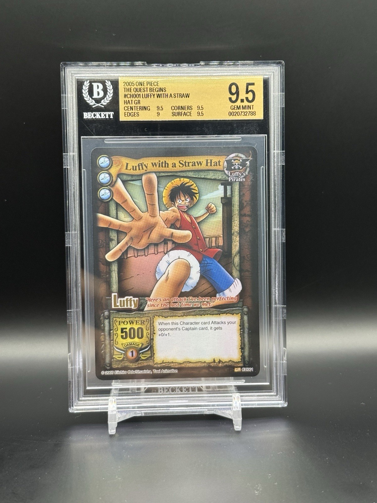 2005 Bandai One Piece CCG - The Quest Begins - Luffy With A Straw Hat - BGS 9.5