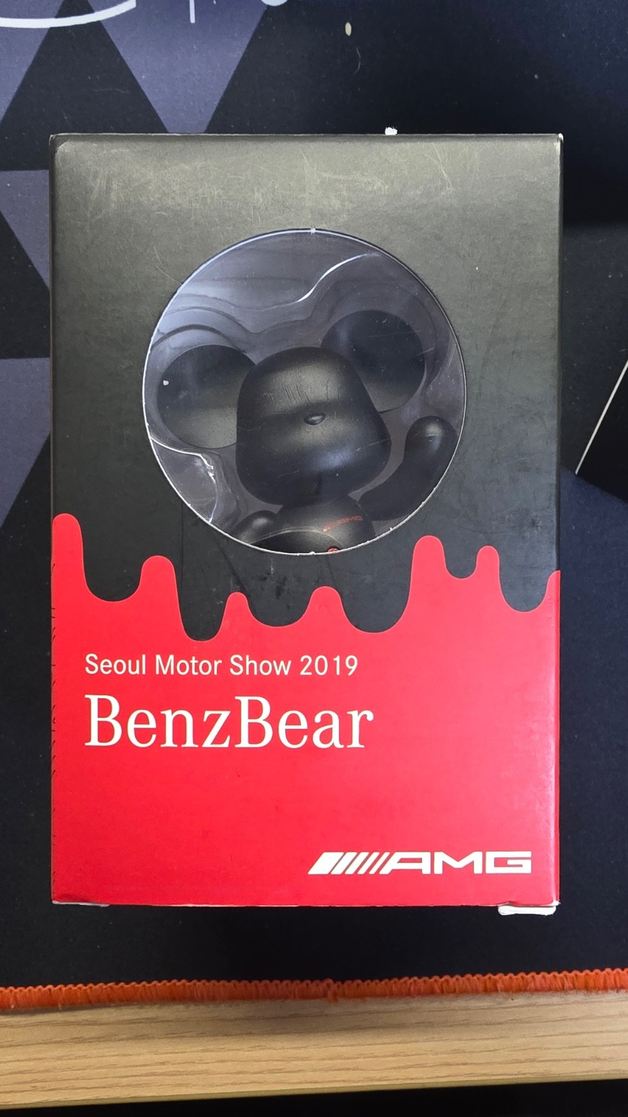 A Mercedes-Benz bear figurine from the 2019 Seoul Motor Show