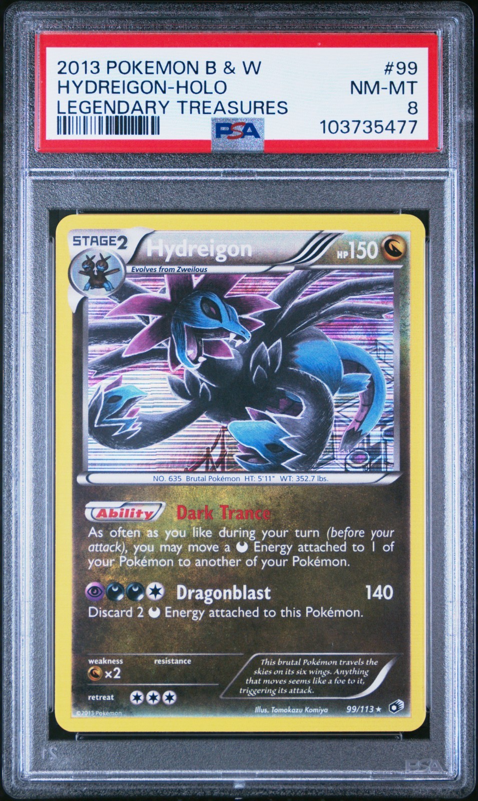 2013 Hydreigon Holo 99 PSA 8 Legendary Treasures Pokemon
