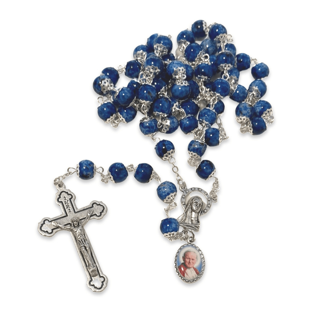 Saint JPII - St.John Paul II Pope - Blessed Rosary With Relic Ex-Indumentis