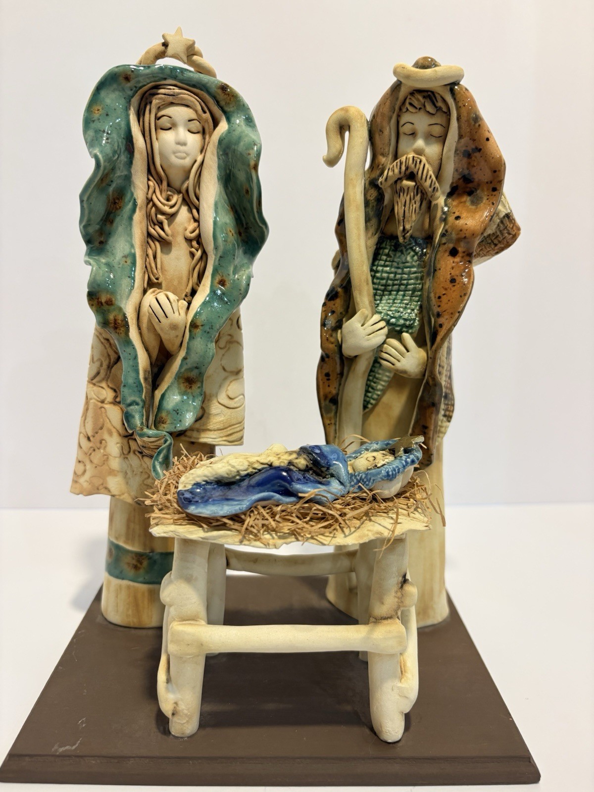 Puerto Rican hand crafted ceramic nativity decor 10.5” tall x 7.5” wide