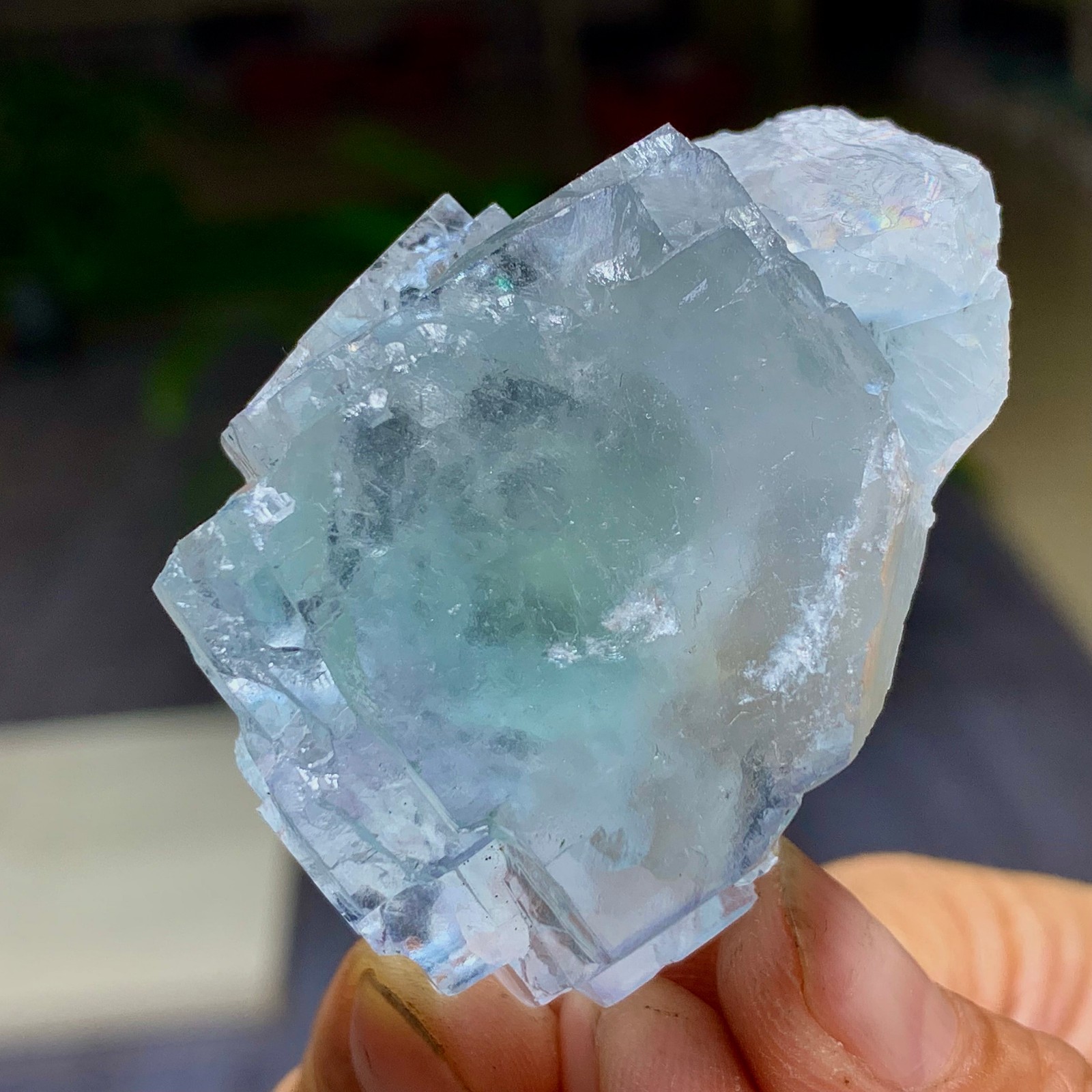 84G Natural Blue Green  fluorite cubic Crystal Mineral /China