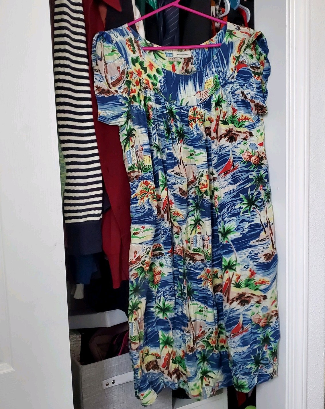 Vintage 1940’s 50’s Hawaiian Rayon Muumuu Tiki Hula Novelty Dress WWII Era Vintage 1940’s 50’s Hawaiian Rayon Muumuu Tiki Hula Novelty Dress WWII Era