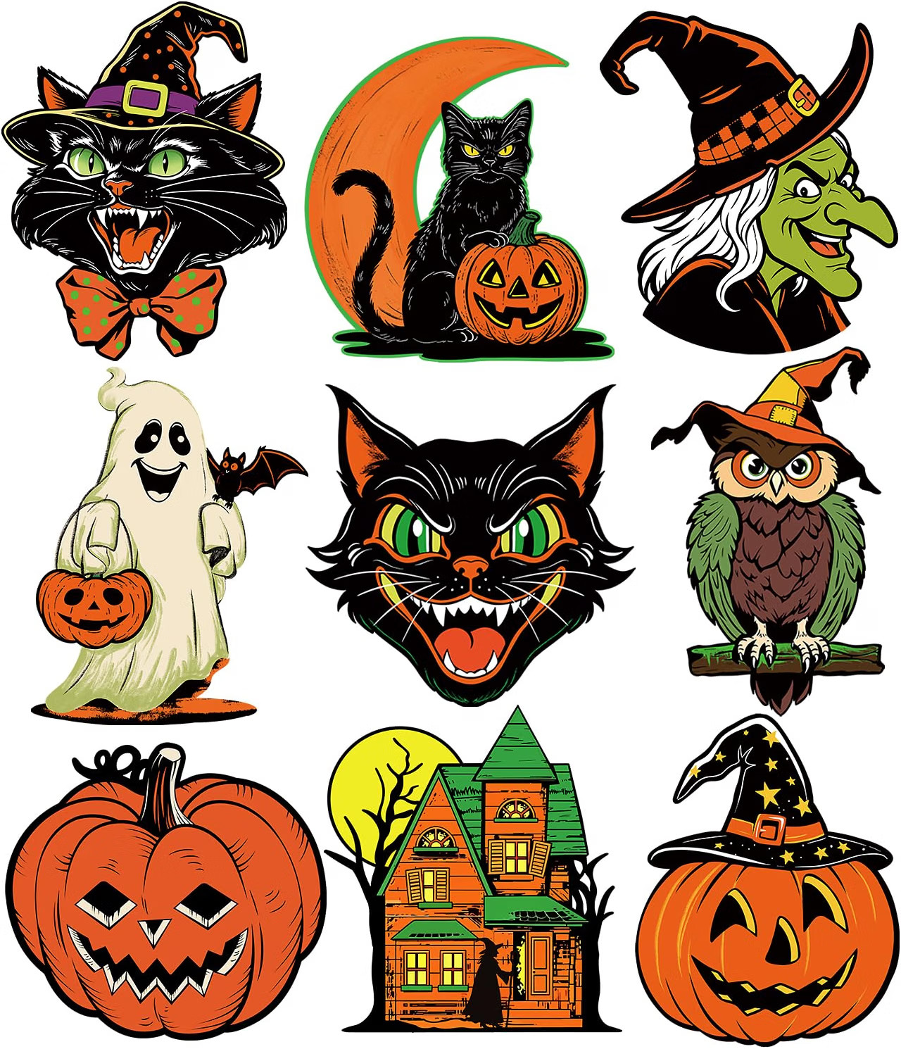 Large Vintage Halloween Decorations Double-Sided Cutouts Style 2