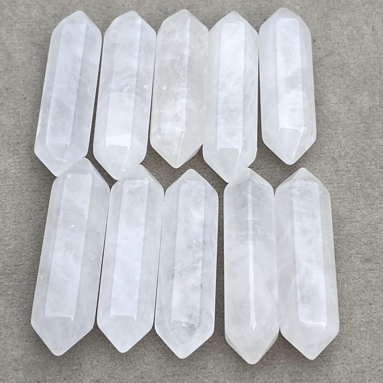10pcs Natural Clear Quartz Obelisk Quartz Crystal Wand Double Point Healing