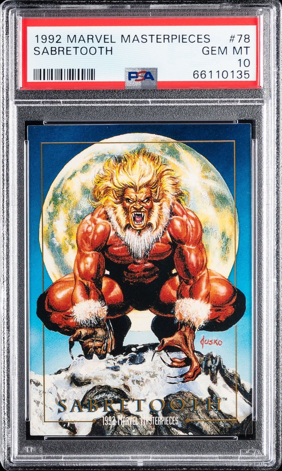 1992 Skybox Marvel Masterpieces #78 SABRETOOTH PSA 10 X-Men Iron Fist -Joe Jusko
