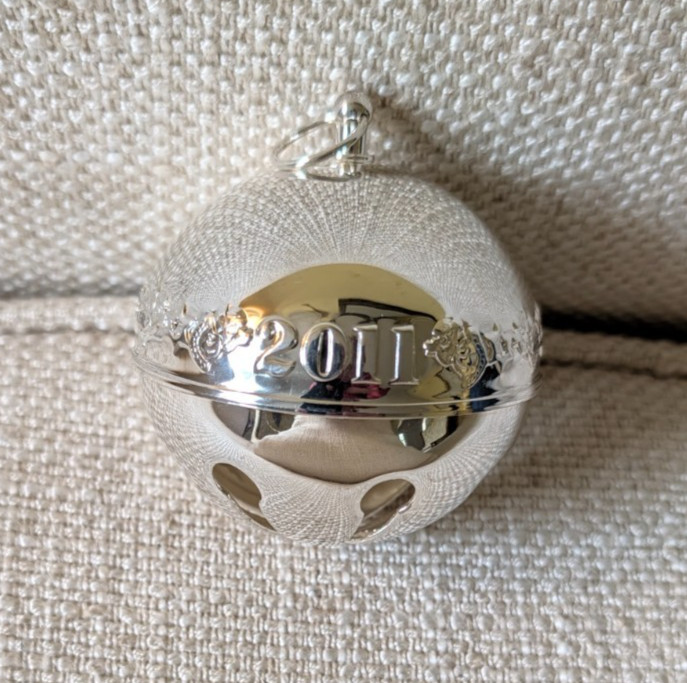 2011 Wallace Silver Plate Sleigh Bell Christmas Ornament