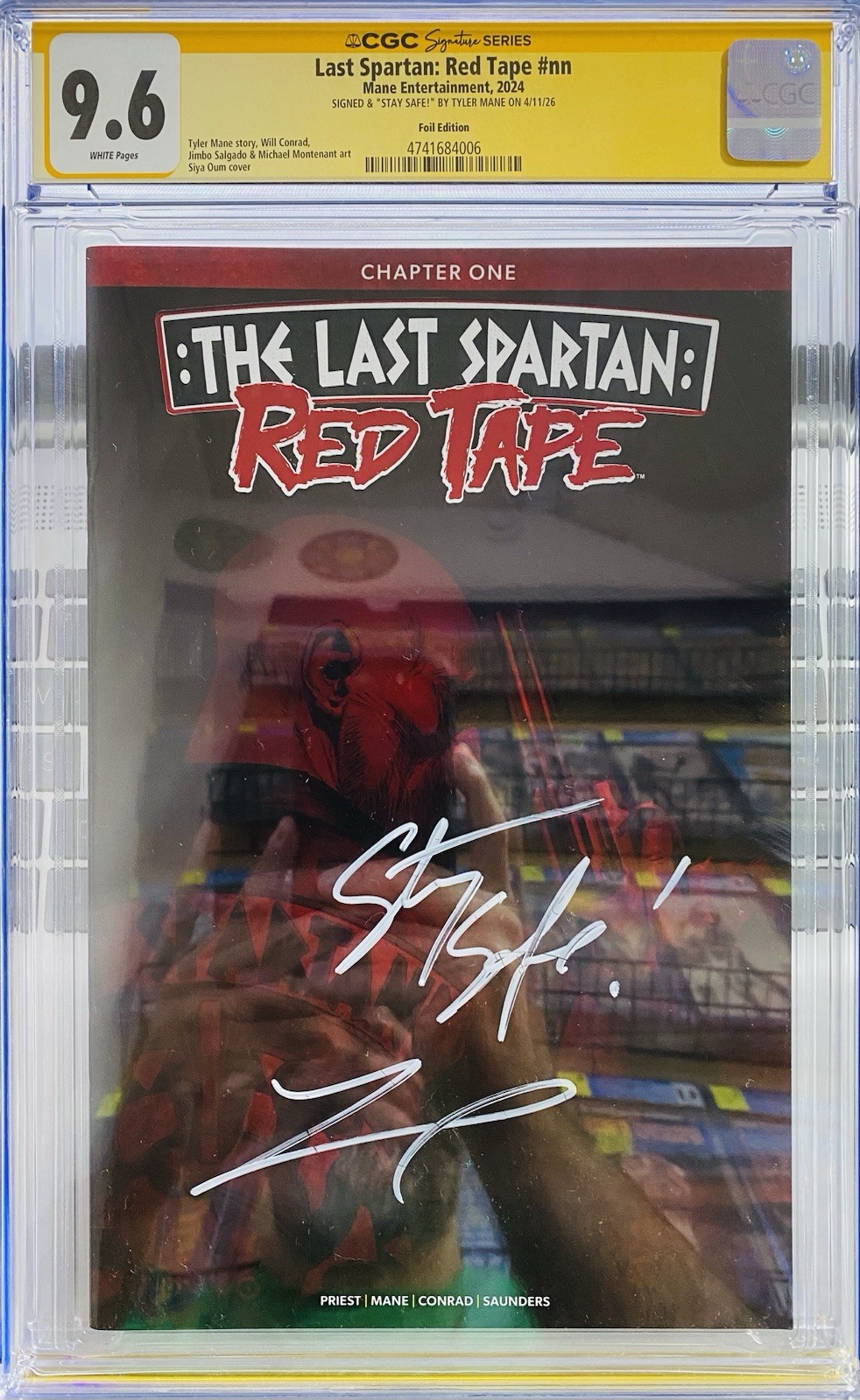 The Last Spartan: Red Tape #1 (2024) CGC 9.6 (Foil Edition) Signed by Tyler Mane