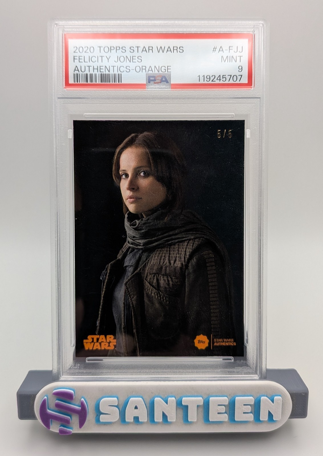 FELICITY JONES 2020 Topps Star Wars Authentics Orange #5/5 JYN ERSO PSA 9 FELICITY JONES 2020 Topps Star Wars Authentics Orange #5/5 JYN ERSO PSA 9